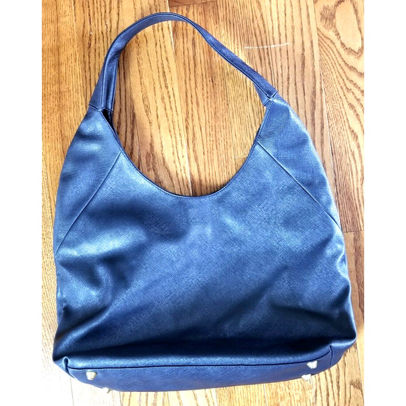 Toss Designs Oversized Hobo Shoulder Bag Dark Blue Bottom Studs 14"x11:x5" - Picture 1 of 6